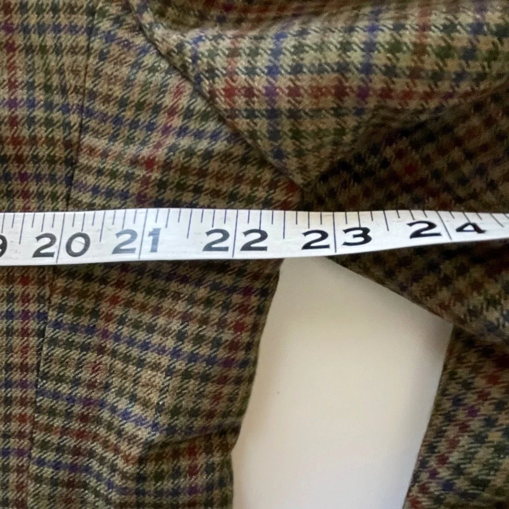 Jos A Bank 44R Sport Coat Blazer 100% Wool‎ Brown Multi Guncheck Plaid 2-Button